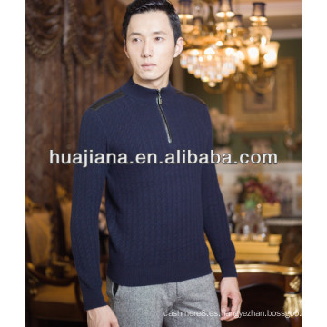 cuero en el hombro hombre 100% cashmere cable knit sweater